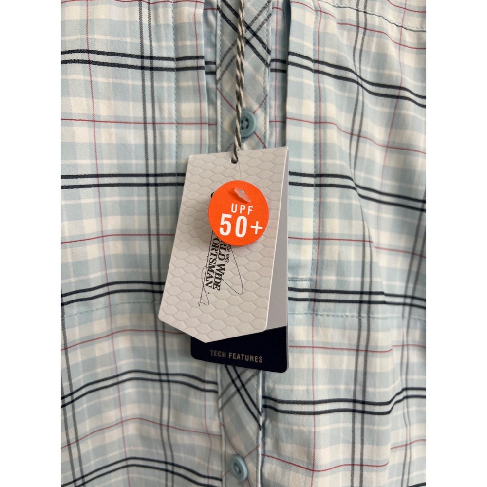 World Wide Sportsman Womens S Fishing Shirt Blue Plaid UPF 50 Vented Long Sleeve - Picture 5 of 10